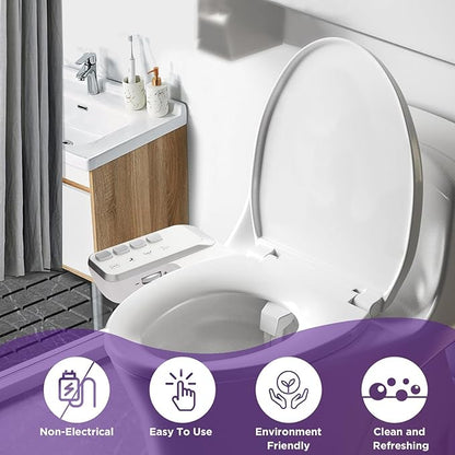 Bidet Attachment for Toilet，Non-Electric Dual Nozzle Hygienic Bidets，Self Cleaning and Adjustable Water Pressure Toilet Bidet for Frontal and Rear Wash（Upgraded PE Hose）