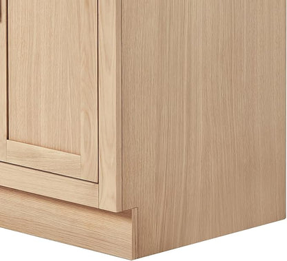 ARIEL Hepburn 30-inch Bathroom Vanity Base Cabinet,Solid Wood, 2 Soft Closing Doors, 1 Dovetail Drawers, White Oak