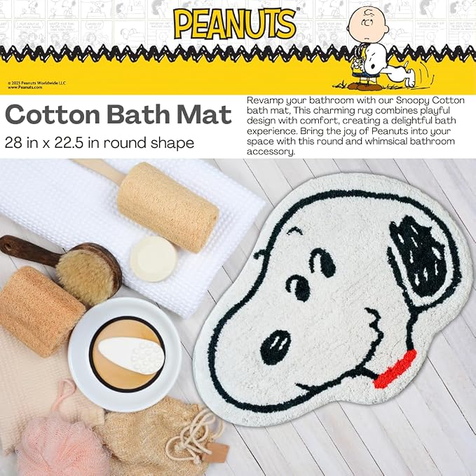 Collectibles Peanuts Snoopy 100% Cotton Non Slip Plush Bathroom Mat Rug (Officially Licensed Product) by Franco
