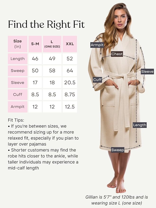 Turquaz Womens Lightweight Waffle Kimono Bathrobe for Men - Soft Quick-Dry Spa & Summer Towel Robe, Cotton Blend