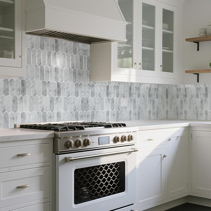 Art3d Arrowhead Design Tile Peel and Stick Backsplash, 10-Pack, Gray Marble | 12 x 12 Inch, Thickened Design, Heavy-Duty, Stain-Resistant, Durable, for Kitchen, Living Areas, Ideal for New Home Buyers