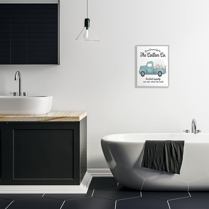 Stupell Industries 'Toilet Paper Cotton Truck', Framed Giclee Art, Gray, 16 x 20 Inches, Easy to Hang and Sturdy, Made in USA, by Lettered and Lined