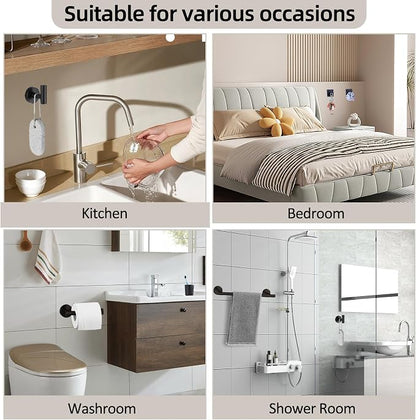 5-Pieces Bathroom Hardware Set, SUS304 Stainless Steel Towel Rack Set, 16" Hand Towel Rack, Toilet Paper Rack, 3 Bathrobe Towel Hooks, Bathroom Accessories, Towel Rack Set(Matte Black)
