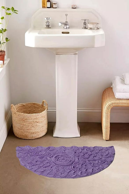Home Weavers Bell Flower Collection 100% Cotton Tufted Bath Rugs, Extra Soft and Absorbent Bath Rugs, Non-Slip Bath Mats, Machine Washable, Bath Mats for Bathroom Floor, 17"x30" Slice Rug, Purple