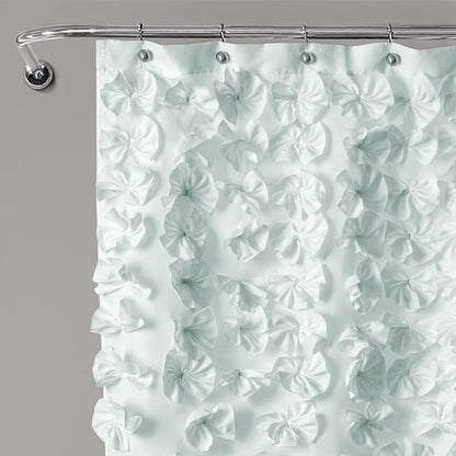 Lush Decor Lucia Shower Curtain 72" W x 72" L, Blue - Bathroom Curtain - Coquette Decor - Flower Shower Curtains - Blue Fabric Shower Curtains
