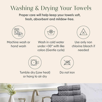 4 Pack 100% Cotton Bath Towels | Grey Towels | Oeko‑TEX Standard 100 | Soft & Absorbent, Quick‑Dry | Trinity Collection - Charcoal