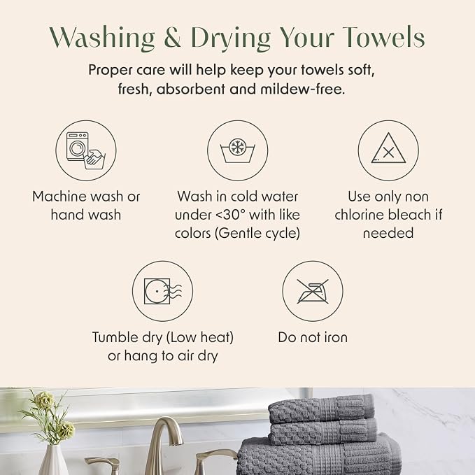 2 Pack Oversized Bath Towels 100% Cotton | Grey Towels | Oeko‑TEX Standard 100 | Soft & Absorbent, Quick‑Dry | Trinity Collection - Charcoal