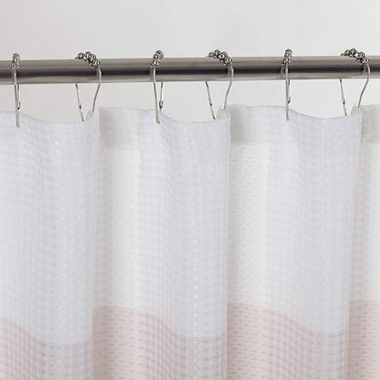 Dainty Home Ombre Waffle Weave Shower Curtain (Blush with 12 Hooks)