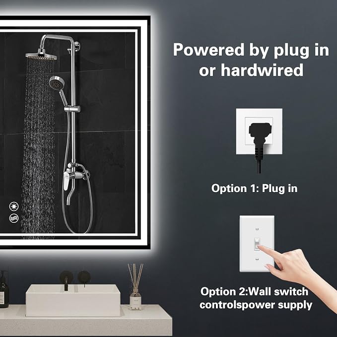 24“ x 32” LED Mirror for Bathroom LED Bathroom Mirror Anti-Fog Dimmable 3 Colors Bathroom Mirror with Lights Smart Mirror Memory Wall Mounted Front and Backlit Horizontal/Vertical