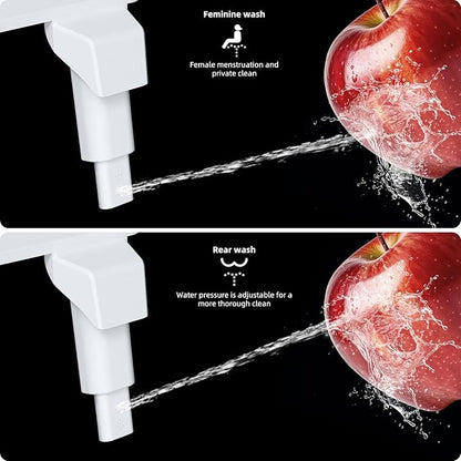 Hibbent Bidet Attachment for Toilet, Non-Electric Dual Nozzle for Frontal & Rear Wash, Adjustable Water Pressure Control, Fresh Water Bidet Toilet Seat, Self Cleaning Water Sprayer, Rose Gold