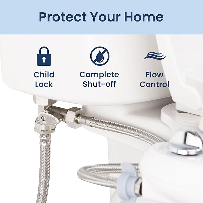 LUXE Bidet 7/8" x 7/8" x 1/2" Shut-Off Valve T-Adapter for Bidets, Only Compatible with NEO Series Bidet Attachments (Teardrop Lever, Nickel Finish)