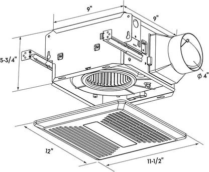 Good Housekeeping 84005 PowerFlow Pro Series 100 CFM 1.0 Sones Bathroom Exhaust Ventilation Fan with Light (4000K Integrated LED)