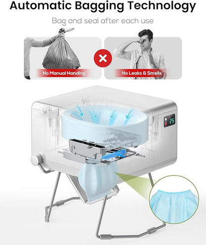 LE-310 Smart Dry Flush Toilet for RV and Off-Grid Living | Rechargeable portable toilet with waterless one-click sealing for vans, trucks, car travel, tiny homes, camping and backup