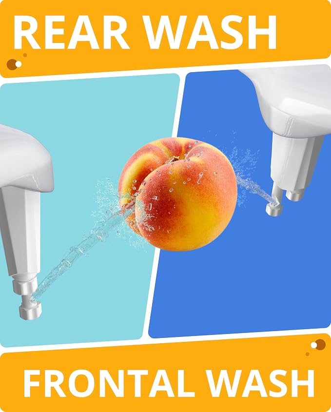 CLEAR REAR Bidet Attachment for Toilet Seat - Non-Electric with Self Cleaning Dual Nozzles, Leak Proof Connectors, Adjustable Water Spray, Rear & Feminine Wash - Hygienic Bathroom Upgrades