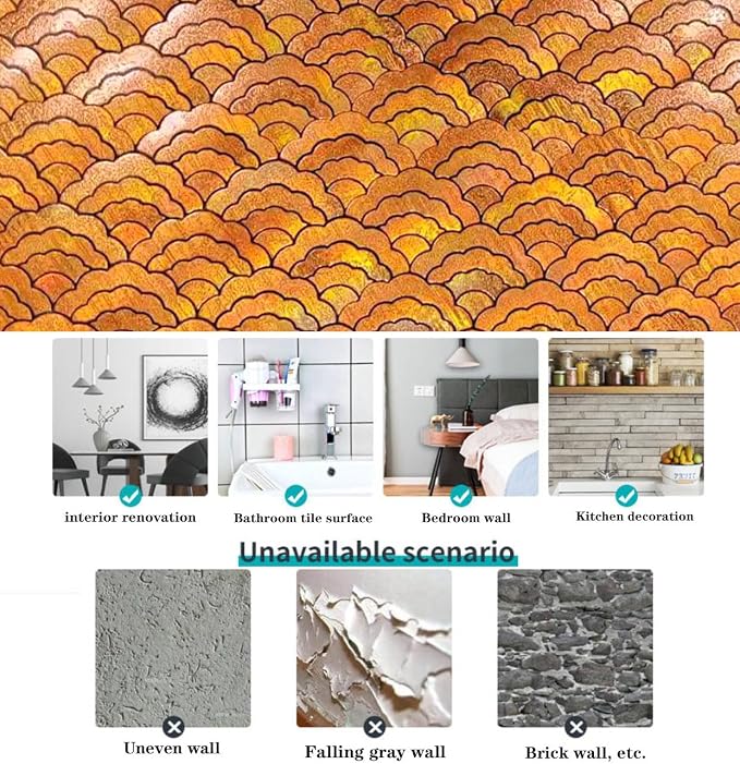 XUANINY 7-Sheet Peel and Stick Metal Backsplash Tiles, Self Adhesive Cloud-Shaped Aluminum Mosaic 3D Wall Sticker for Kitchen Bathroom Living Room Decor (Yellow, 11)
