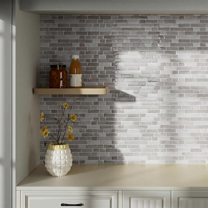 Peel and Stick Backsplash, Self Adhesive 10 Kitchen Tiles 12''x12'' | Greige Brown 3D Wall Tile Back Splash for Kitchen, Bathroom, Laundry Room