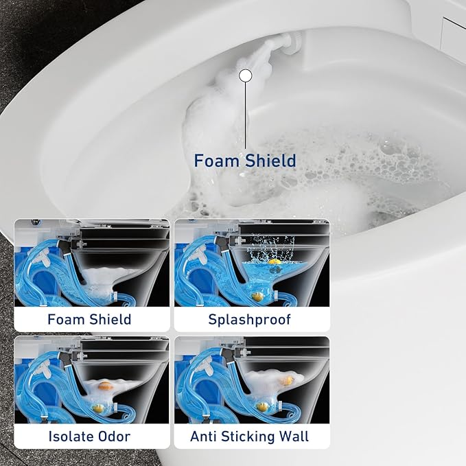Smart Toilet with Bidet Built In, Auto Flush for Hands-Free Hygiene, Luxury Elongated Toilet with Heated Seat & Warm Water Wash, Modern Elongated Tank with LED Display