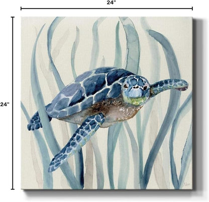 Renditions Gallery Turtle in Seagrass I Wall Art Premium Gallery Wrapped Canvas Decor Ready to Hang 24 in H x 24 in W Made in America Print AZS-WC15-17921-R-2424-MK