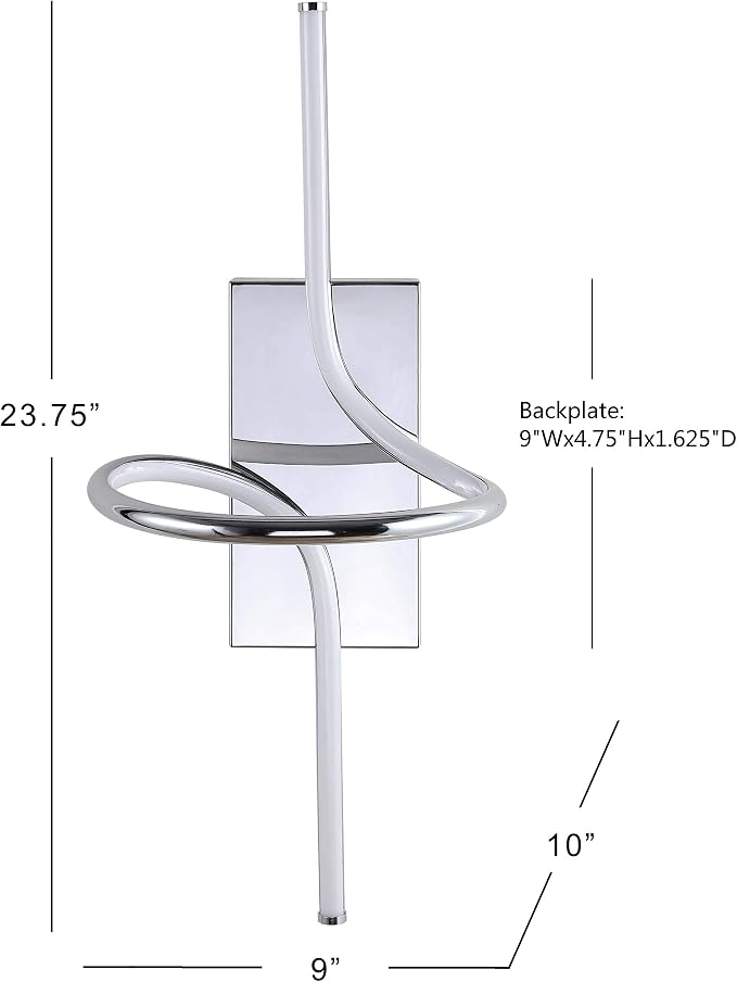JONATHAN Y Sketch 9" Integrated LED Abstract Metal Vanity Sconce, Chrome | Dimmable Hardwired Wall Lamp, ETL Listed Modern Minimalist Decor, Bathroom Mirror Light, 18W 1040 Lumens