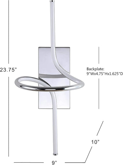 JONATHAN Y Sketch 9" Integrated LED Abstract Metal Vanity Sconce, Chrome | Dimmable Hardwired Wall Lamp, ETL Listed Modern Minimalist Decor, Bathroom Mirror Light, 18W 1040 Lumens