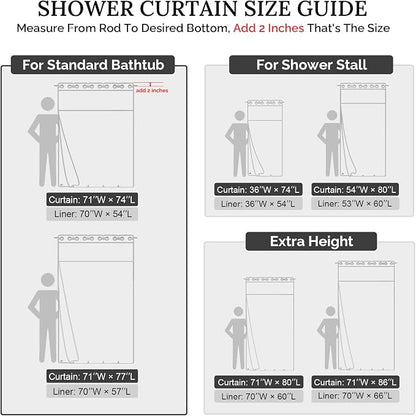 RiverDream Farmhouse No Hooks Shower Curtain with Snap-in Liner,Black,71x74 | Snap on Fabric Liner,Heavy Duty,Quick Dry,Mesh Top Window,With Bottom Magnets,Washable,with Tassels,Standard Size