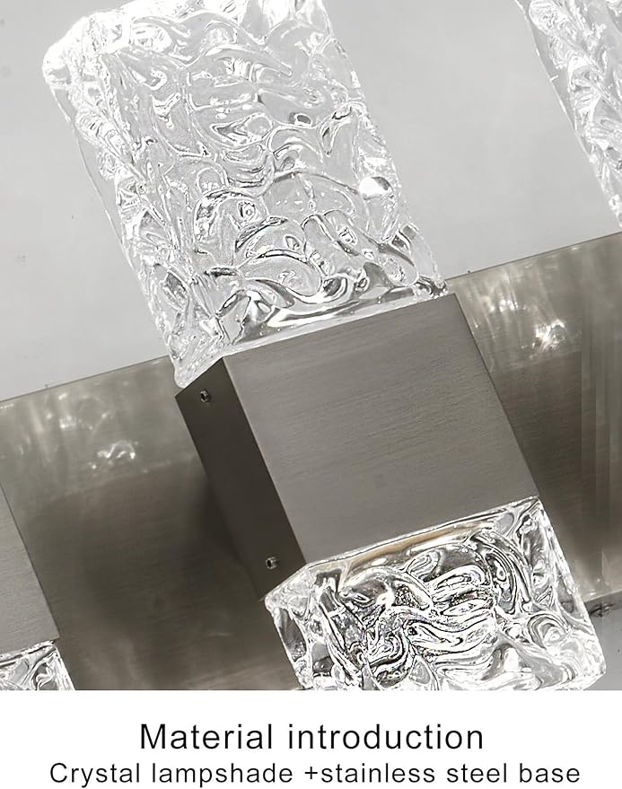 Modern Bathroom Vanity Light fixtures Over Mirror Brushed Nickel Crystal LED Bathroom Lighting fixtures 3 Lights 6000K