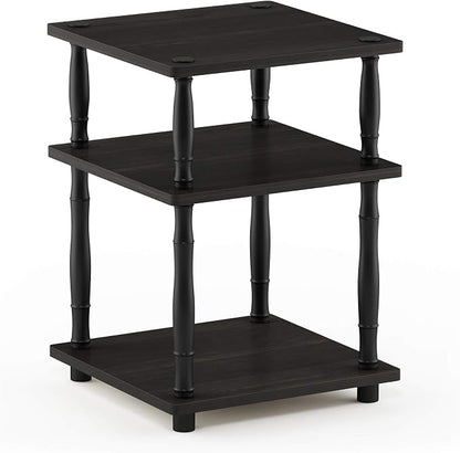 Furinno Turn-N-Tube Toolless 3-Tier Night Stand, Square Nightstand, Open Shelf Side Table, End Table, for Living Room, Bedroom, Espresso