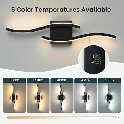 Vanity Light for Bathroom, 23.6 Inch Black LED Dimmable | Bathroom Lights Fixture Over Mirror, 5CCT Adjustable Color Temperatures Modern Wall Sconces for Bathroom Bedroom Living Room