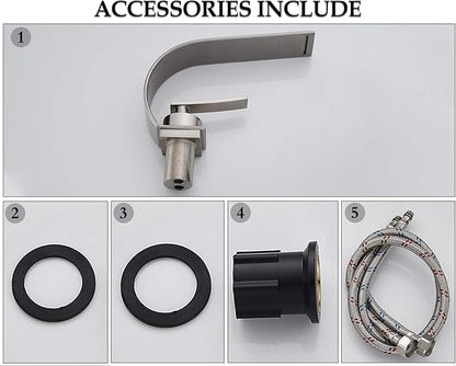 becola Modern Bathroom Faucet, Low Arc Brass Ceramic Valve Vanity Single Hole Bathroom Sink Faucet, Touch On Single Handle Hot and Cold Water Mixer Tap - Brushed Nickel