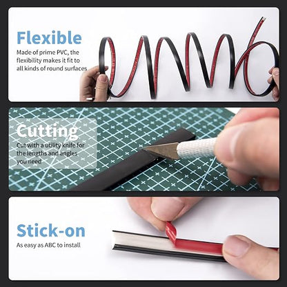 Art3d 10 ft Peel and Stick Flexible Molding Trim for Wall Tile Edge, Black | Durable, Waterproof, Oil-Proof, Superior Adhesive, Useful, Easy to Clean, Ideal for Mirror Edges, Accent Walls, Backsplashes