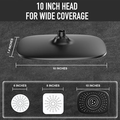 Veken 10“ Rain Shower Head with Handheld,Dual High Pressure Shower Heads | 5-mode Hand Held Spray with Hose,Wide Detachable Rainfall,Dual Showerhead Combo,Bathroom Accessories,Easy Install,Matte Black