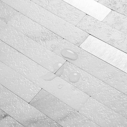 AULIGET Faux White Stone Peel and Stick Backsplash, 2 PVC Mixed Metal Wall Tiles Stick on Backsplash