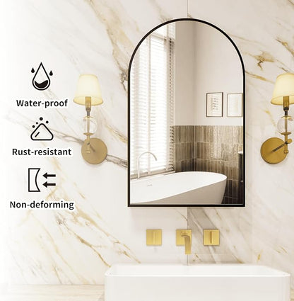 FKWin Medicine Cabinet Mirror, Surface Mount for Small Bathroom, 20x32 Inch | Mirror Medicine Cabinet, Large Storage, Adjustable Shelves, Reversible Door, Space-Saving Design for Small Bathroom, Black
