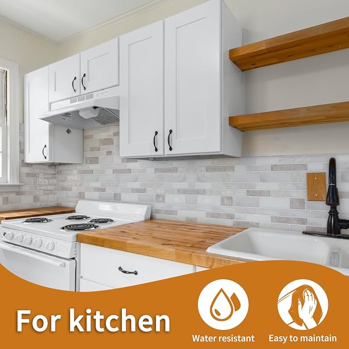 WOWSTAR 10 Sheet Marble Peel and Stick Backsplash for Kitchen,Self-Adhesive Tile Backsplash for Kitchen, Bathroom, 12" x 12", (Beige & White) | Peel and stick backsplash, self-adhesive wall tile, Beige White, marble, waterproof, kitchen bathroom wall, ...