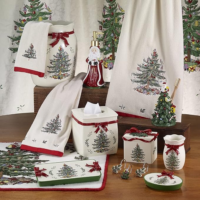 Spode - Fingertip Towels, Soft & Absorbent Cotton Kitchen Towels, Set of 2 Christmas Tree Collection