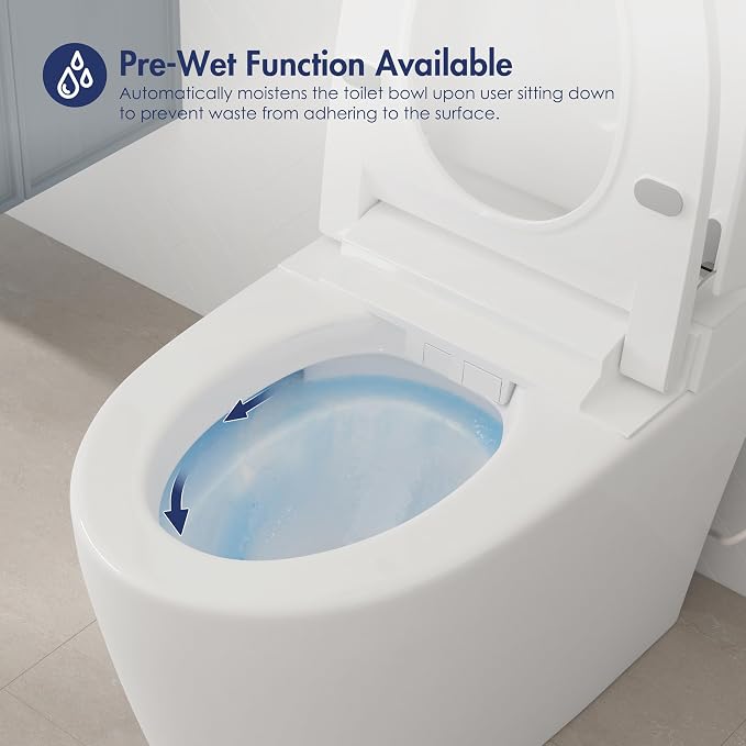 One Piece Smart Toilet, No Bidet, Foot Sensor Flush, Heated Seat | Off Seat Auto Flush, Pre Wet System, Hands Free Operation, Efficient Flush System, Water Saving Design, Night Light
