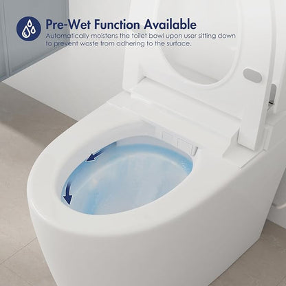 One Piece Smart Toilet, No Bidet, Foot Sensor Flush, Heated Seat | Off Seat Auto Flush, Pre Wet System, Hands Free Operation, Efficient Flush System, Water Saving Design, Night Light