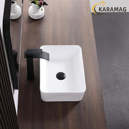 White Vessel Sink Rectangle 16"x12" Bathroom Sink Rectangular Modern Above Counter 16 Inch Small Bathroom Sinks White Porcelain Ceramic Vessel Vanity Sinks Art Basin