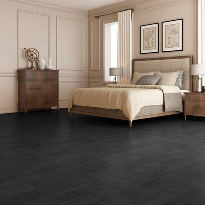 Art3d Wood Texture Peel and Stick Vinyl Floor Planks, 36-Pack, Black | Cover 54 sq.ft, Waterproof, Self-Adhesive, Scratch Resistant, Premium Vinyl, Ideal for Bedroom, Living Room, Kitchen, RV