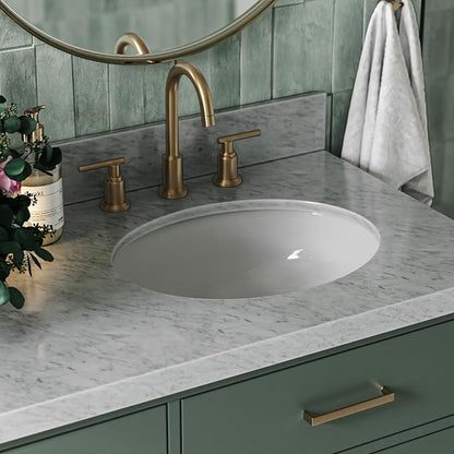 ARIEL Hepburn 61 Inch Double Oval Sink Bathroom Vanity with Carrara White Marble Countertop 1.5 Inch in Vintage Green