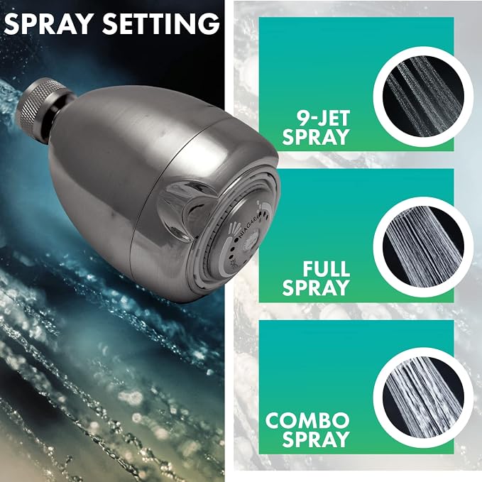 Earth Showerhead - Niagara Conservation | Energy & Water Saving Showerhead (2.0 GPM) High-Efficiency 3-Spray Brushed Nickel Fixed Shower Head (N2920BN)