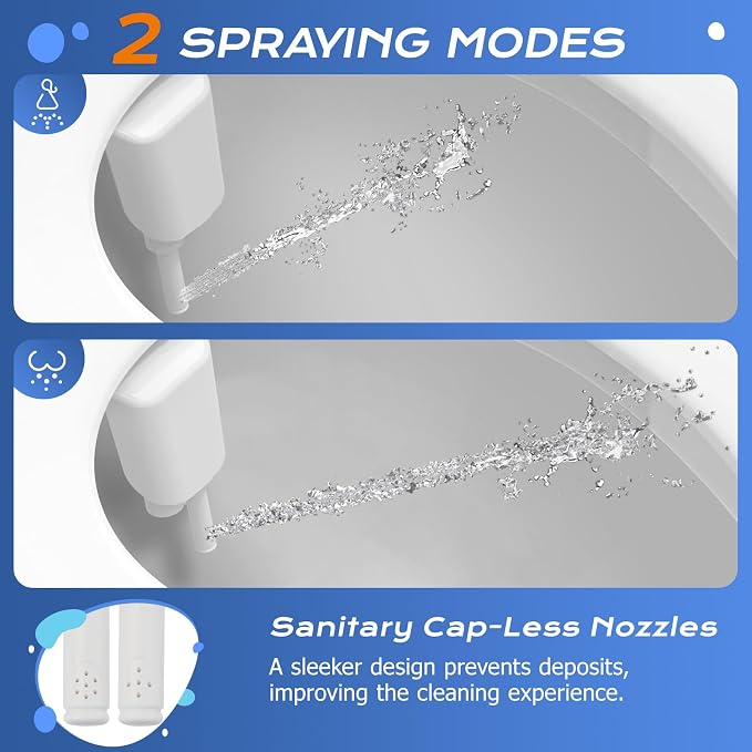 SAMODRA Ultra-Slim Hygienic Bidets Attachment for Existing Toilets - Adjustable Fresh Water Pressure Dual Nozzle (Frontal & Rear Wash) Easy to Install, Rose Gold