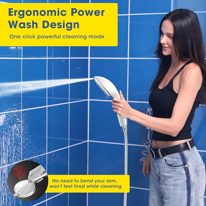 Filtered Shower Head with Handheld, 8 Spray Modes, Silver White | 80" Long Stainless Hose, Built-in Power Wash, Water Softener Filter Beads for Hard Water - Remove Chlorine, Reduce Dry Skin