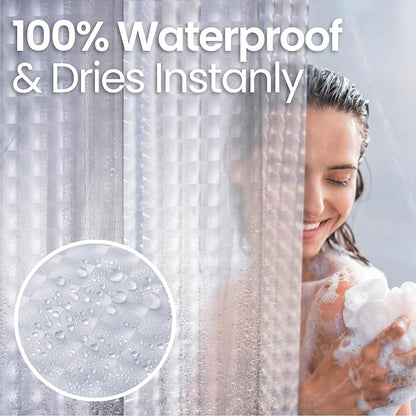 LiBa Shower Curtain PEVA 8G, 72x72 Inch Cat Eyes with Magnets | 8G heavy-duty PEVA, 3D pattern, 3 weighted magnets, rust-proof grommets, waterproof vinyl shower curtain