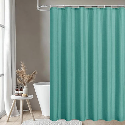 Waterproof Fabric Shower Curtain,No Liner Needed,72x72,Teal | 2-in-1 Design,Linen Textured,100% Waterproof TPU-Laminated Backing,Magnetic Weighted,Machine Washable,For Bathroom,Hotel