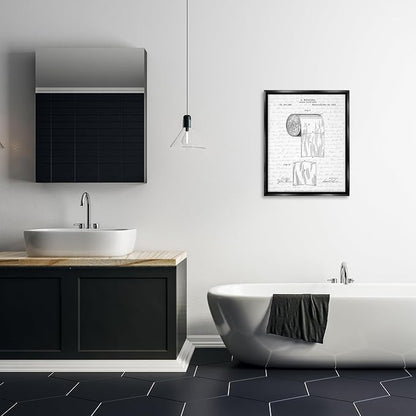 Vintage Patent Bathroom, 24 x 30 Inch Canvas in Floater Frame | Stupell Industries · By Lettered and Lined · Ready to hang · Great for bath and laundry decor · Made in USA