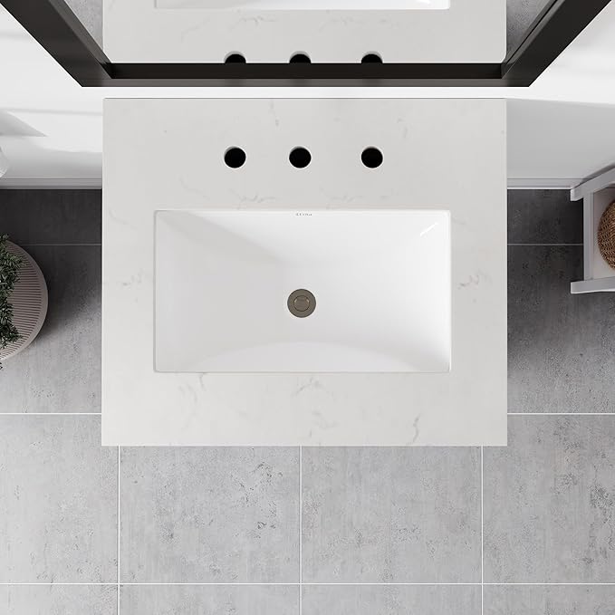 Eviva Aberdeen 24" Transitional Espresso Bathroom Vanity with White Carrara Countertop