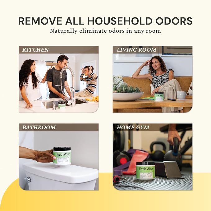 Fresh Wave Lemon Odor Eliminator Gel 15 oz - Air Freshener for Home | Lasts 30-60 days. Plant-based odor absorber. No perfumes or harsh chemicals. Bathroom & closet deoderizer. Refills available.