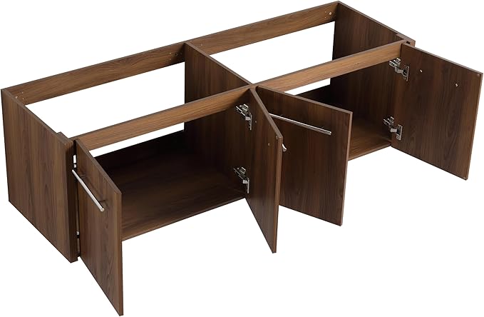 60 Inch Floating Bathroom Vanity,60" Bathroom Vanity Without Sink,Modern Bathroom Vanity Cabinet,Brown Wall Mounted Cabinet(Sink Basin Not Included)