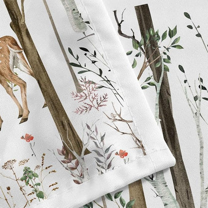 JAWO Rustic Forest Shower Curtain, Lodge Cabin Woodsy RV Wildlife Animals Woodland Campers Camping Bathroom Set with Hooks, 72X84 Inch, White
